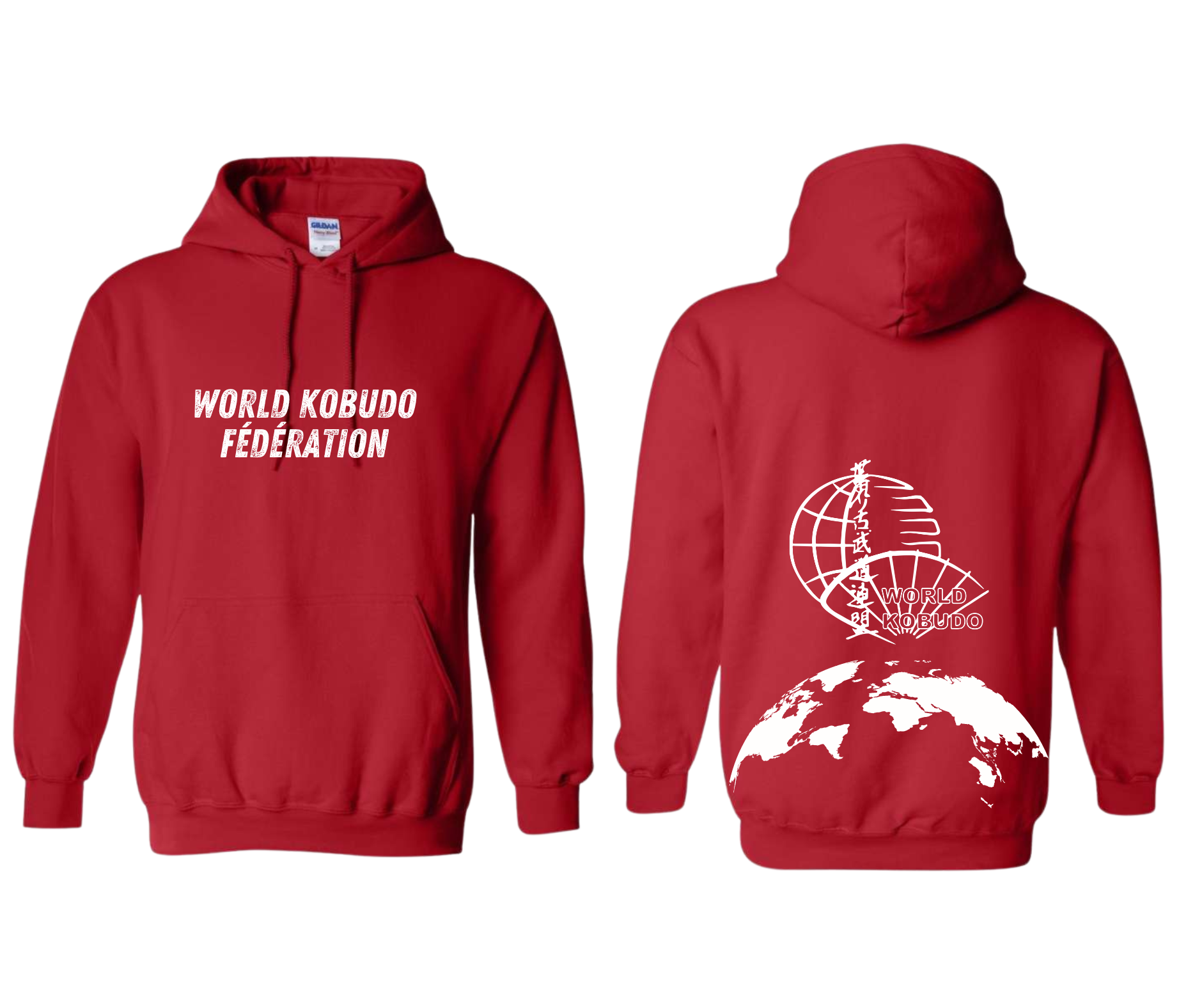 Hoodies rouge World Kobudo modèle 4 – Image 1
